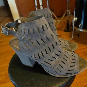 Christian Siriano Gray Peep Toe Ankle Booties Size 13